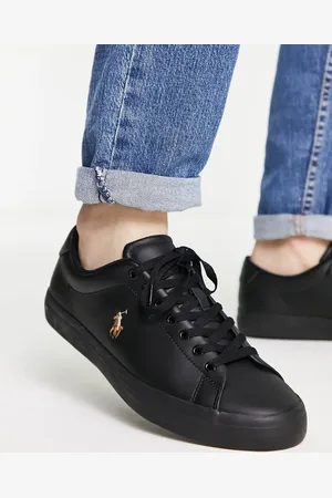 Ralph Lauren Longwood - Sorte lædersneakers med ponylogo