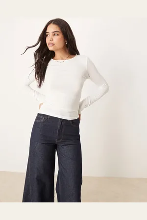 Gina Tricot Smal top med lange ærmer og rund hals