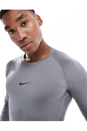 Nike Nike Pro Training - Dri-FIT - Mørkegrå tætsiddende overdel med lange ærmer