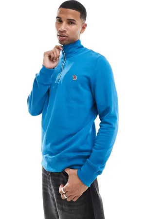 Paul Smith Grønblå sweatshirt med halv lynlås og zebralogo
