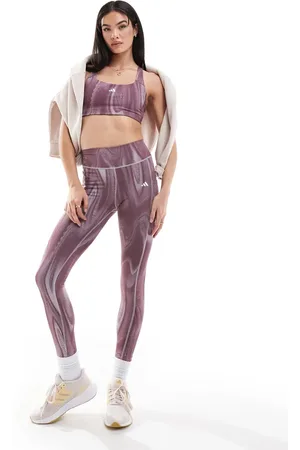 adidas Optime - Lilla leggings i fuld længde med print-Grå