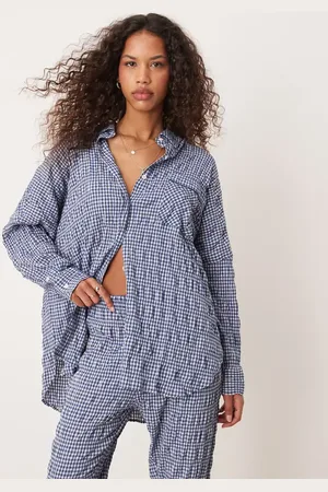 Free People Marineblå pyjamasskjorte med tekstur - Del af sæt