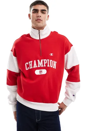 Champion Rochester - Rød og gråmeleret college-sweatshirt med lynlås i halsen
