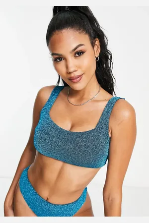 ASOS Fuller Bust - Mix og match - Støttende bikini-croptop med glimmer i blå