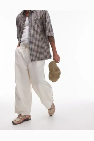 Topman Offwhite bukser med vidde i bomuld-Neutral