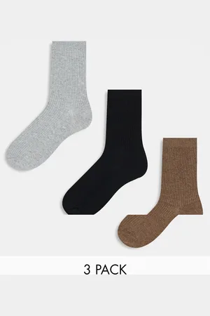 Pieces® Pakke med 3 par sokker i gråbrun/grå/sort