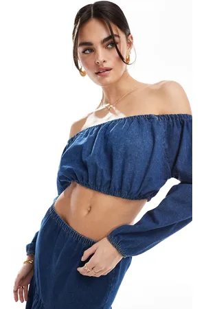 ASOS Cropped prærie-top i denim
