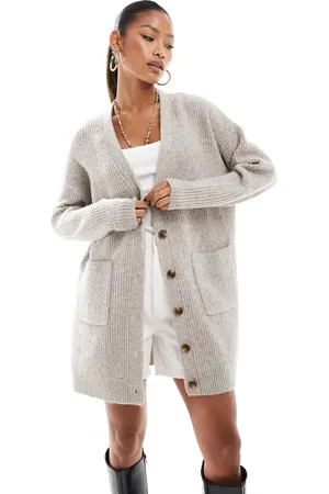 Aria Cove Oversized sweaterkjole i minilængde i cardiganstil-Neutral