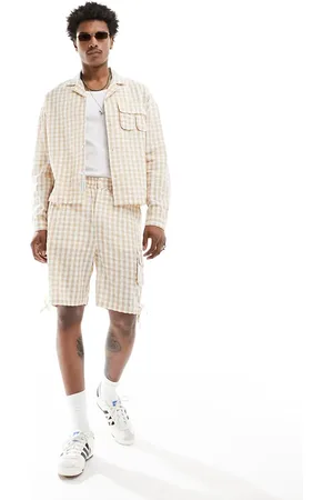 Native Youth Ternede shorts med tekstur i lys beige-Neutral