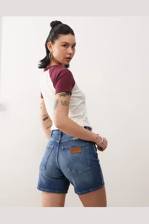Wrangler Mellemblå 5-tommers cowboyshorts i vintage vask