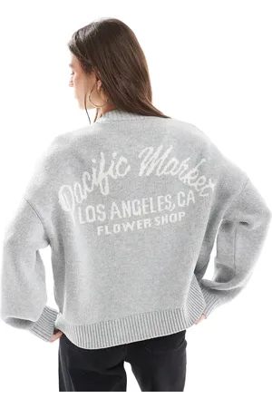 Pull&Bear Oversized og strikket grå cardigan
