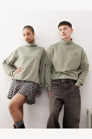 Reclaimed Kakigrøn unisex-sweatshirt med ståkrave