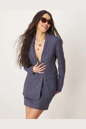 ASOS Skræddersyet blazer i denimlook - Del af sæt