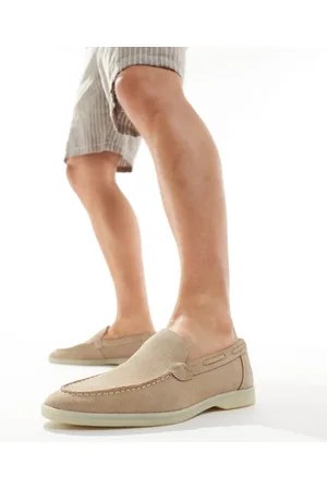 Schuh Philip - loafers med kontrastsål i ruskind-Neutral