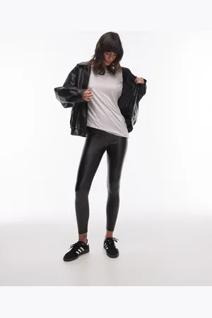 Topshop Sorte leggings i imiteret læder