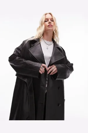 Topshop Dekonstrueret trenchcoat i imiteret læder