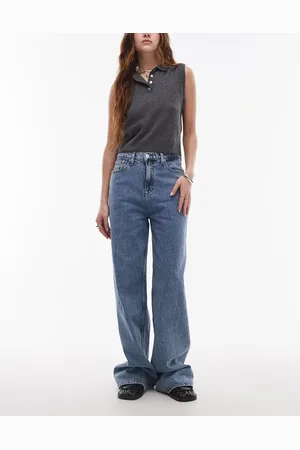 Tommy Hilfiger Claire - Mellemvaskede højtaljede jeans med vidde-Blå