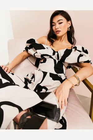 ASOS Bardot-croptop med hvirvelprint og boble-design i bomuld - Del af sæt