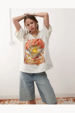 Wrangler Vintage-hvid T-shirt med grafisk print