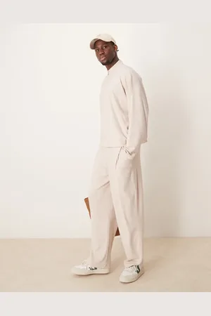 ASOS Ecrufarvede posede joggingbukser i twill - Del af sæt-Hvid
