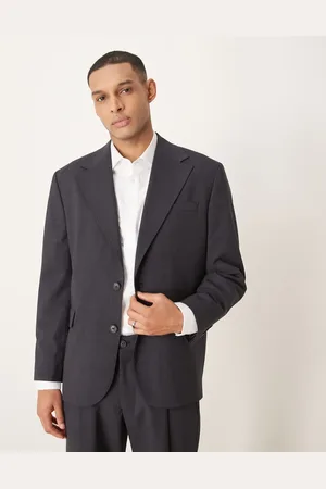 SELECTED Otto - Mørkegråmeleret blazer med afslappet pasform i uldblanding