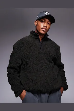 ASOS Kakigrøn, oversized og firkantet sweatshirt i plys med kvart lynlås