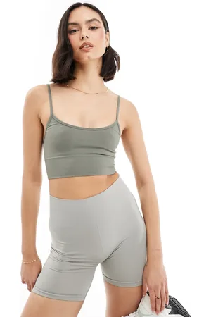 Miss Selfridge Sømløs bralette-top med cami-stropper i kakigrøn