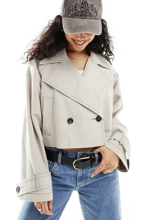 ASOS Cropped trenchcoat i hør-Brun