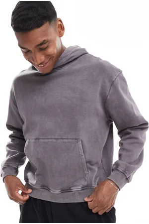 ASOS Oversized hættetrøje med firkantet pasform i forvasket koksgrå