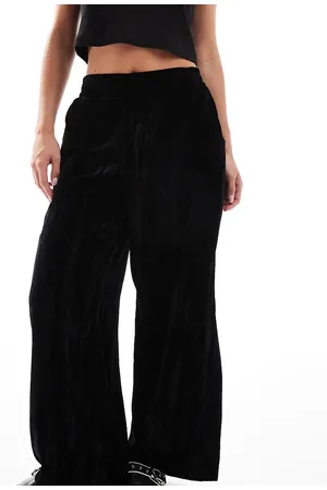 ASOS ASOS DESIGN Petite - Sorte pull-on-bukser i velour med rynker