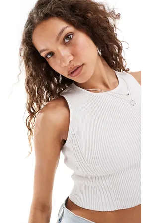 Monki Strikket croptop med ribstrikkede detaljer i