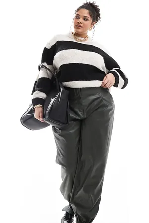 ASOS Curve - Kakigrønne joggingbukser i imiteret læder