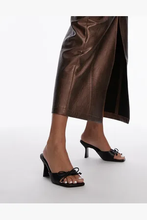 Topshop Gem - Sorte mules med hæl og sløjfer