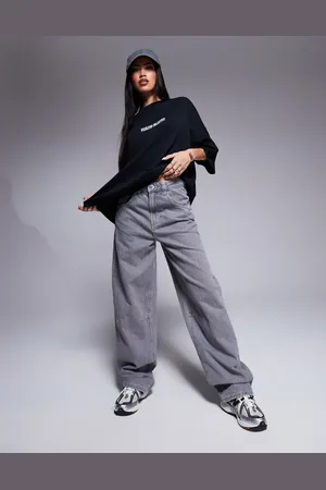 ASOS Weekend Collective - Forvaskede grå og baggy jeans med tøndeformede ben