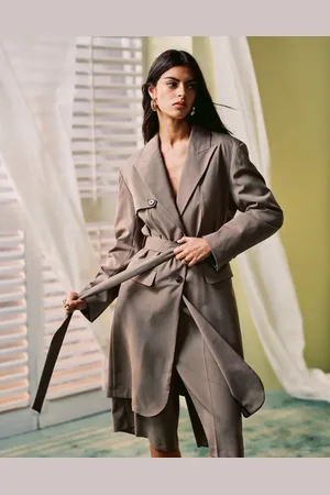 ASOS Mokkabrun og longline blazer med stormkappe - Del af sæt-Neutral