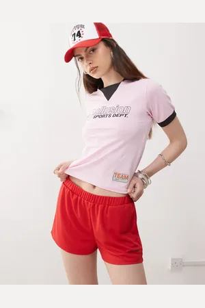 COLLUSION Airtex - Røde shorts med logo