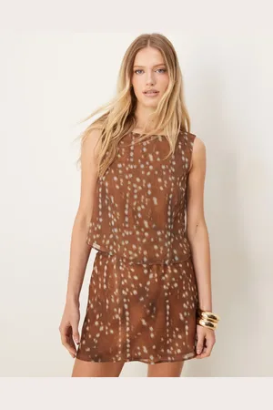 ASOS Tanktop med rådyrsprint i krøllet chiffon - Del af sæt-Multifarvet