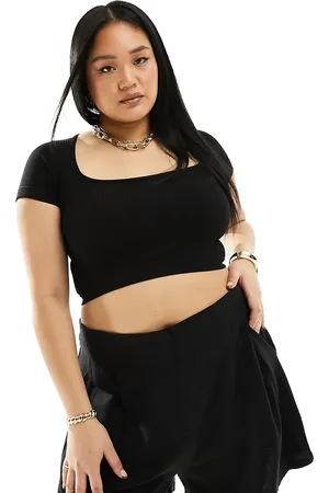ASOS ASOS DESIGN Curve - Sorte og højtaljede shorts i hørblanding med søm