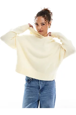 ASOS Kærnemælkshvid og strikket hættetrøje med rund kant-Gul