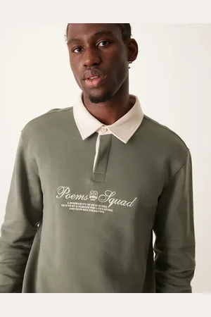 MANGO Sweatshirt med college-print og polokrave