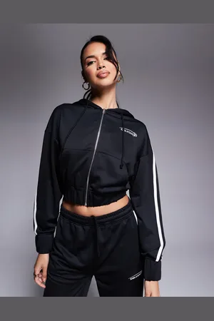 Kaiia Studio - cropped hættetrøje med lynlås og sidestribe - Del af sæt