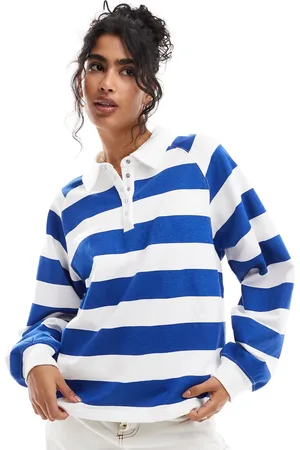 Cotton On Cotton On - Lounge pullover-sweatshirt med knapper og blå striber