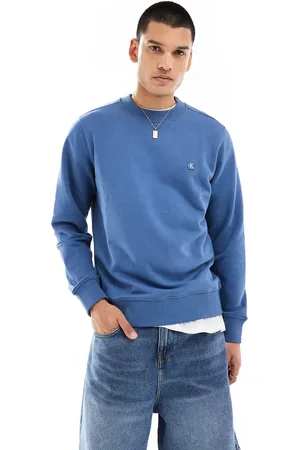 Calvin Klein Mellemblå sweatshirt med rundt, broderet logo