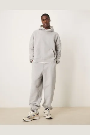 ASOS Premium - Gråmelerede joggingbukser i kraftigt 650 gsm-materiale i oversized pasform - Del af sæt