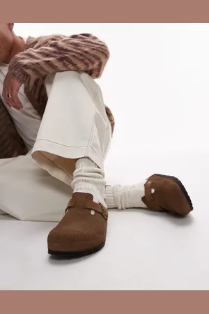 Birkenstock Unisex - Boston - Brune clogs i ruskind med indprægning