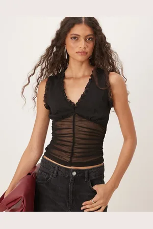 ASOS Indsyet tanktop i mesh med flæser