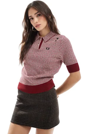 Fred Perry X Amy Winehouse - og hvid skjorte med korte ærmer og gingham-tern