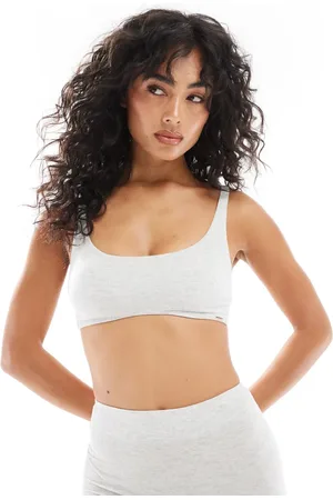 Dorina Gråmeleret letforet ribstrikket bralette i modal med dyb rund hals