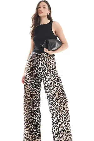 VERO MODA Bukser med brede og leopardprint-Multifarvet