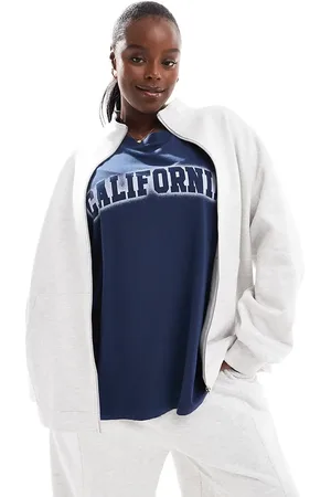 ASOS ASOS DESIGN Curve - Højhalset sweatshirt i meleret lysegrå med lynlås